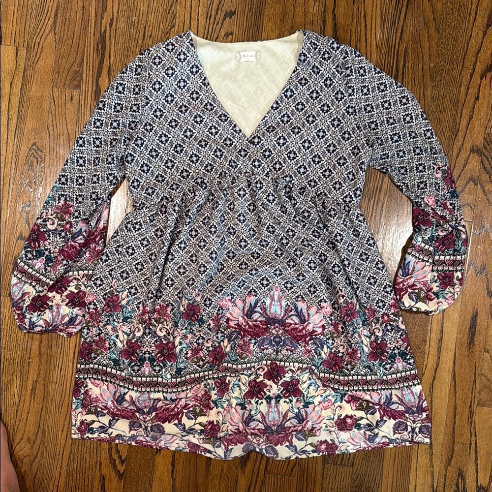 Altar'd State Blue and White Wrap Tunic